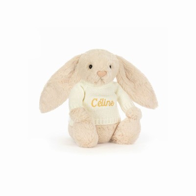 Jellycat Bashful Luxe Konijn Willow with Cream Jumper | OY8724613